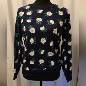 Draper James Navy Magnolia Crewneck Sweatshirt S NWT